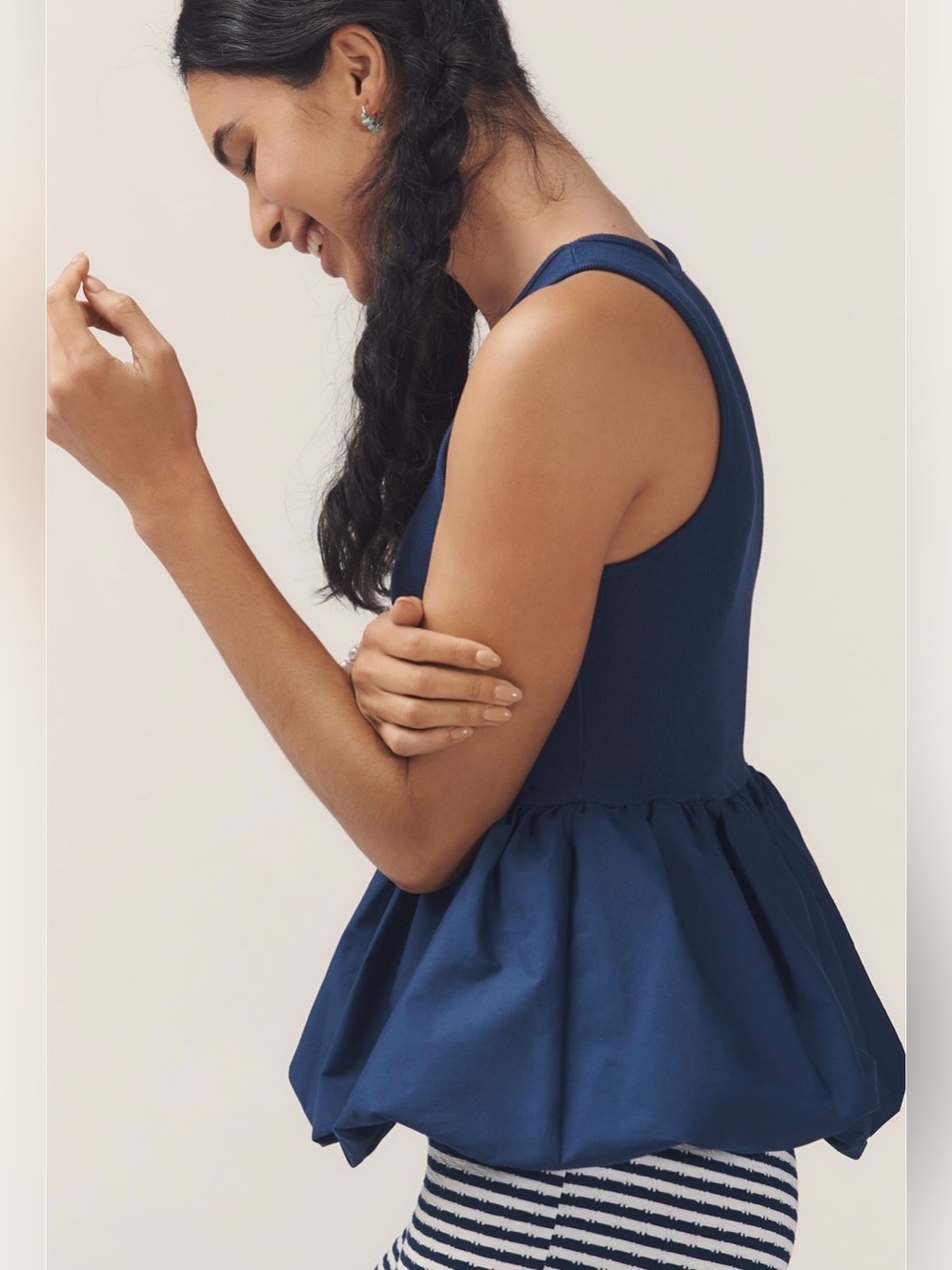 Maeve bubble peplum tank top